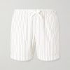 Straight-Leg Striped Cotton and Linen-Blend Drawstring Shorts Straight-Leg Striped Cotton and Linen-Blend Drawstring Shorts