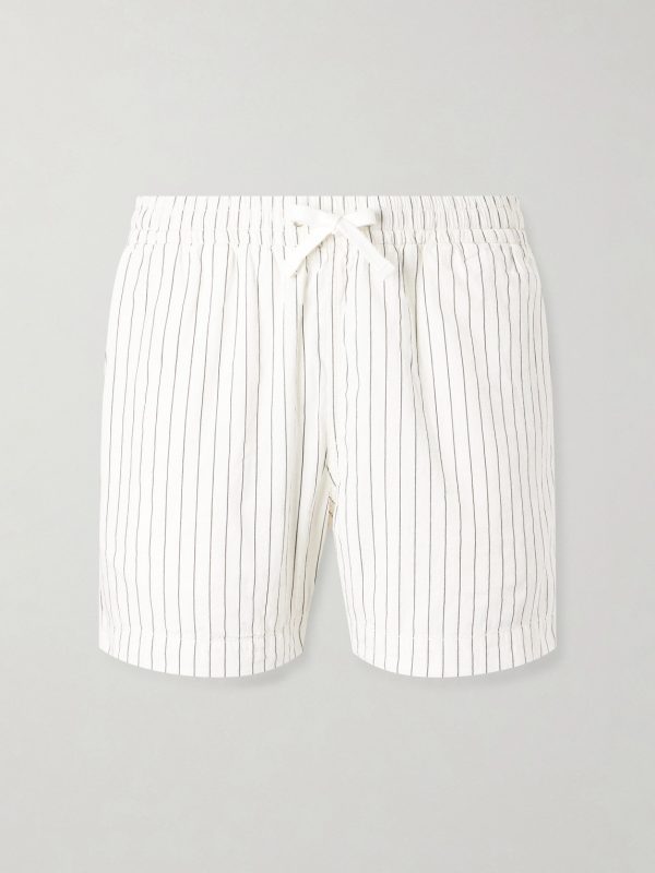 Straight-Leg Striped Cotton and Linen-Blend Drawstring Shorts Straight-Leg Striped Cotton and Linen-Blend Drawstring Shorts