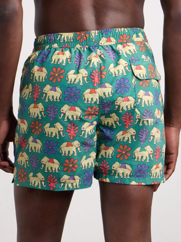 Straight-Leg Mid-Length Printed Swim Shorts - BK Straight-Leg Mid-Length Printed Swim Shorts - BK