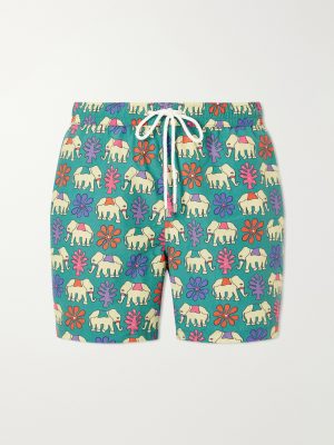 Straight-Leg Mid-Length Printed Swim Shorts Straight-Leg Mid-Length Printed Swim Shorts