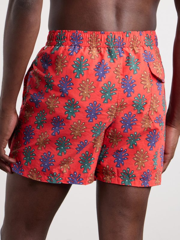 Straight-Leg Mid-Length Printed Swim Shorts - BK Straight-Leg Mid-Length Printed Swim Shorts - BK