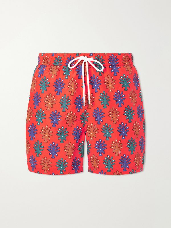 Straight-Leg Mid-Length Printed Swim Shorts Straight-Leg Mid-Length Printed Swim Shorts