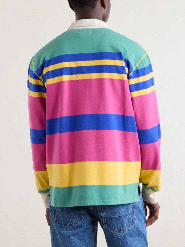 Striped Cotton-Jersey Polo Shirt - BK Striped Cotton-Jersey Polo Shirt - BK