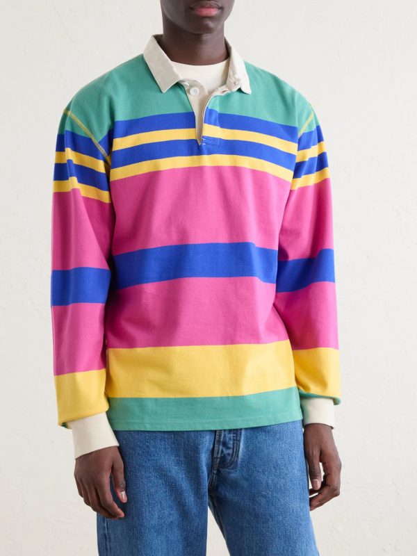 Striped Cotton-Jersey Polo Shirt - FR Striped Cotton-Jersey Polo Shirt - FR