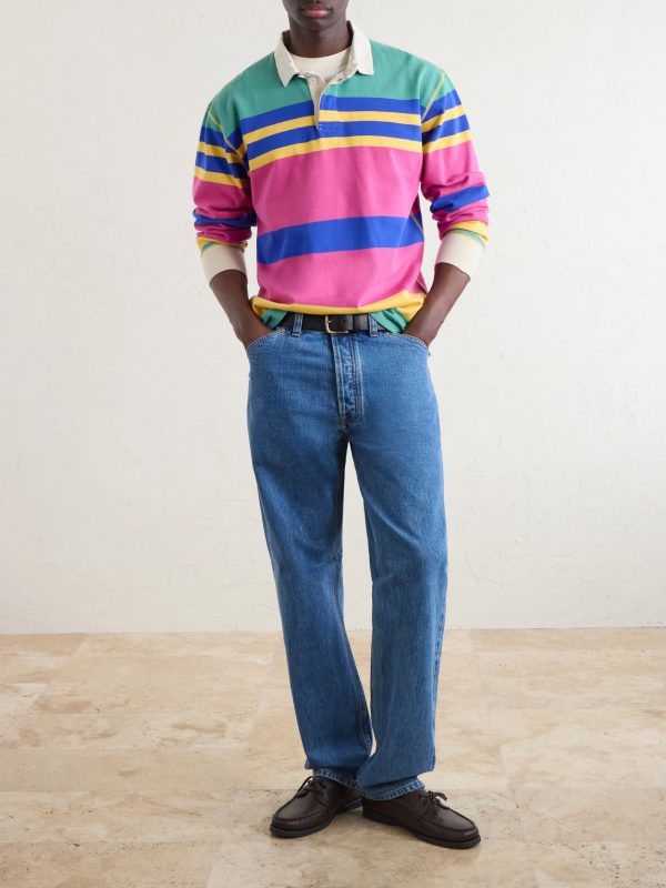 Striped Cotton-Jersey Polo Shirt - OU Striped Cotton-Jersey Polo Shirt - OU