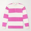 Grandad-Collar Striped Cotton-Jersey Half-Placket Shirt