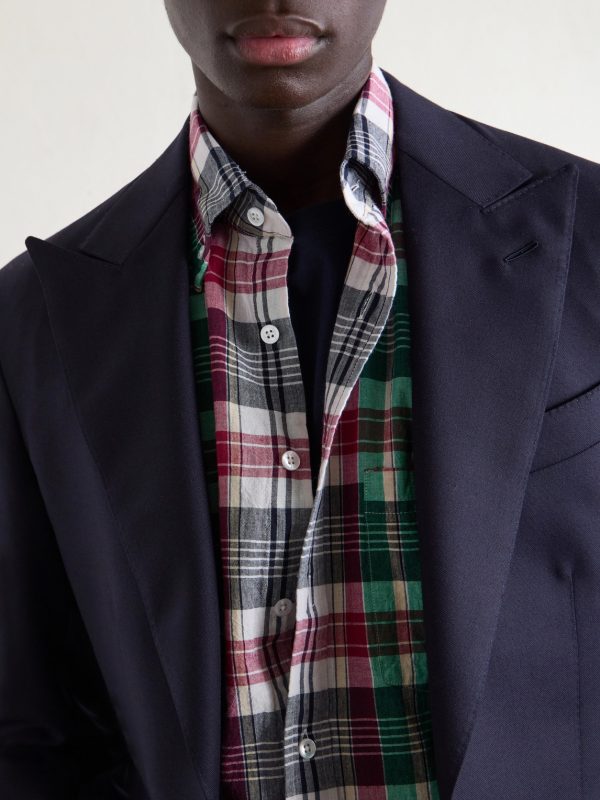 Button-Down Collar Checked Cotton Shirt - CU