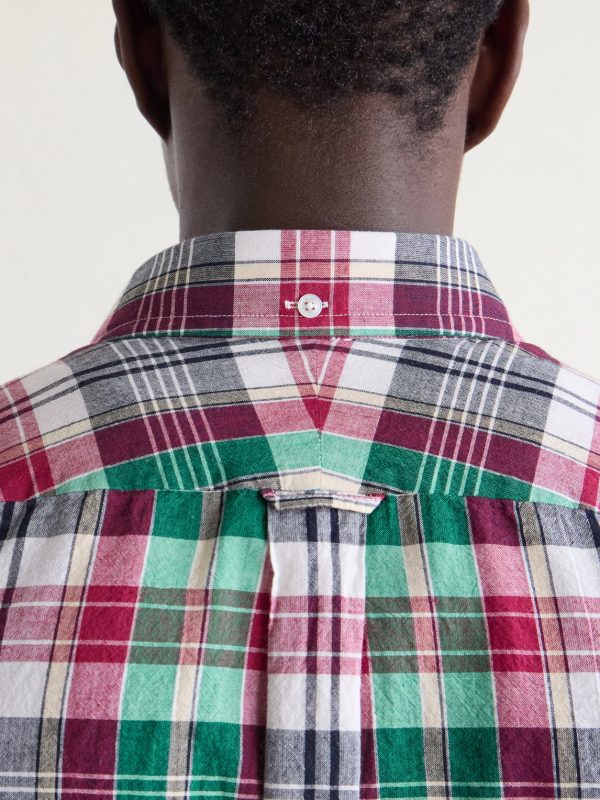 Button-Down Collar Checked Cotton Shirt - E1