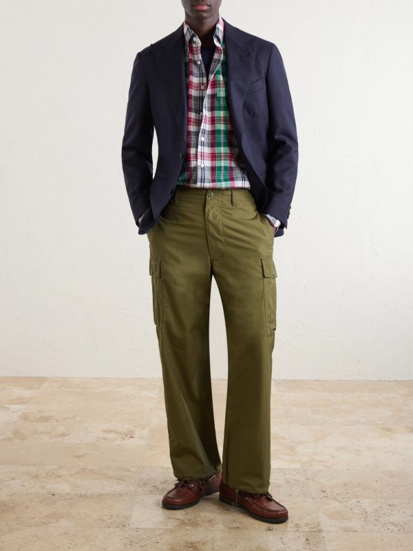 Button-Down Collar Checked Cotton Shirt - OU
