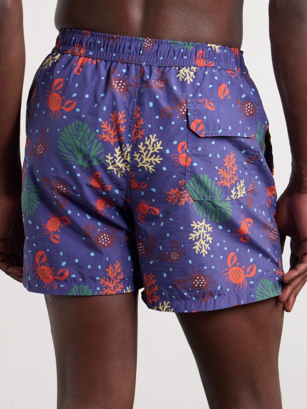 Straight-Leg Mid-Length Printed Swim Shorts - BK Straight-Leg Mid-Length Printed Swim Shorts - BK