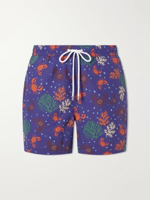 Straight-Leg Mid-Length Printed Swim Shorts