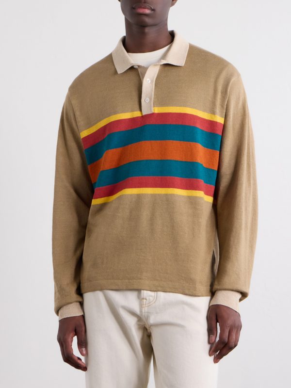 Striped Linen and Cotton-Blend Polo Shirt - FR Striped Linen and Cotton-Blend Polo Shirt - FR