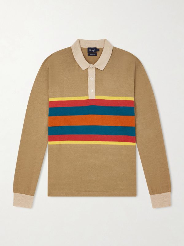 Striped Linen and Cotton-Blend Polo Shirt Striped Linen and Cotton-Blend Polo Shirt