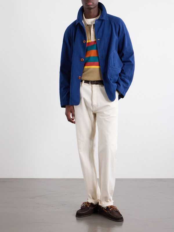 Striped Linen and Cotton-Blend Polo Shirt - OU Striped Linen and Cotton-Blend Polo Shirt - OU