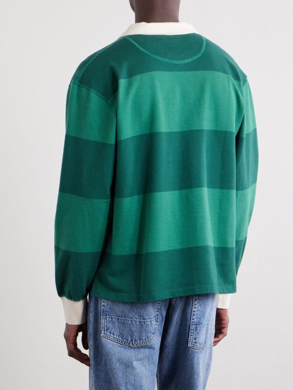 Striped Cotton-Jersey Half-Zip Polo Shirt - BK Striped Cotton-Jersey Half-Zip Polo Shirt - BK