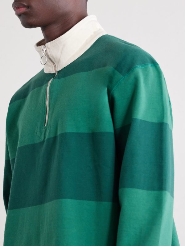 Striped Cotton-Jersey Half-Zip Polo Shirt - CU Striped Cotton-Jersey Half-Zip Polo Shirt - CU