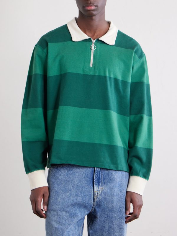 Striped Cotton-Jersey Half-Zip Polo Shirt - FR Striped Cotton-Jersey Half-Zip Polo Shirt - FR