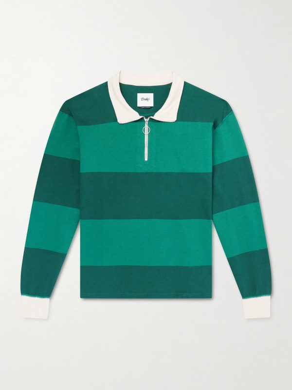 Striped Cotton-Jersey Half-Zip Polo Shirt Striped Cotton-Jersey Half-Zip Polo Shirt