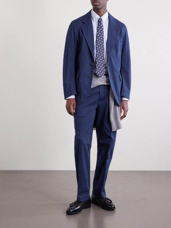 Games Straight-Leg Herringbone Cotton Suit Trousers - OU Games Straight-Leg Herringbone Cotton Suit Trousers - OU