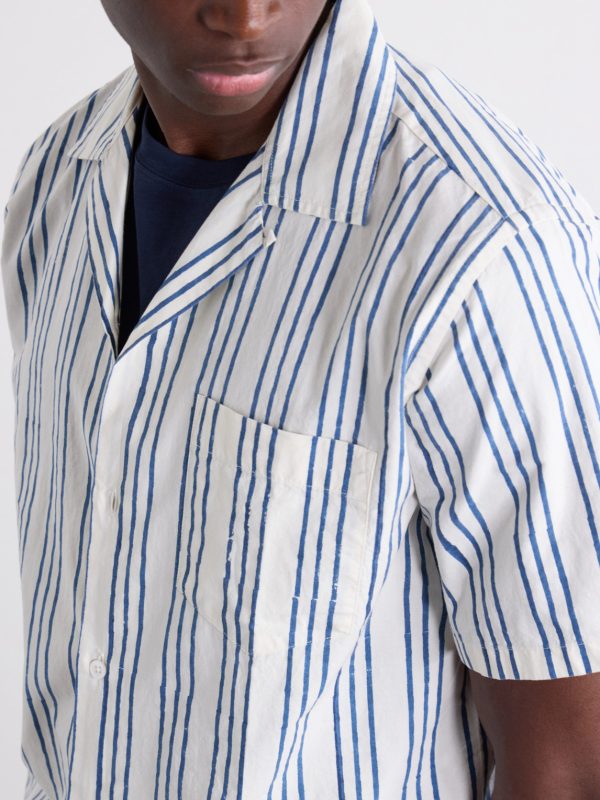 Camp-Collar Striped Cotton-Poplin Shirt - CU Camp-Collar Striped Cotton-Poplin Shirt - CU
