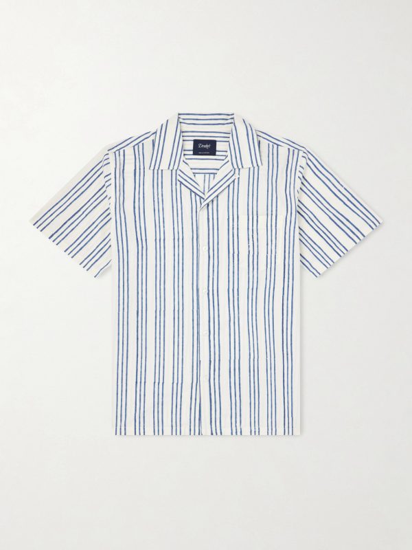 Camp-Collar Striped Cotton-Poplin Shirt Camp-Collar Striped Cotton-Poplin Shirt