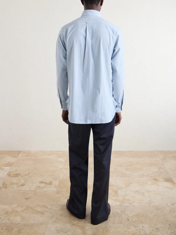 Button-Down Collar Striped Cotton Shirt - BK Button-Down Collar Striped Cotton Shirt - BK