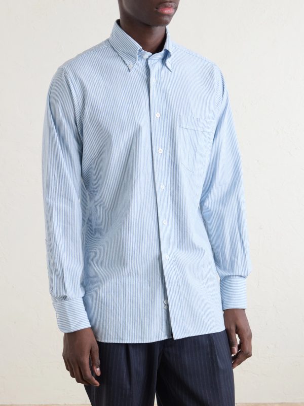 Button-Down Collar Striped Cotton Shirt - FR Button-Down Collar Striped Cotton Shirt - FR