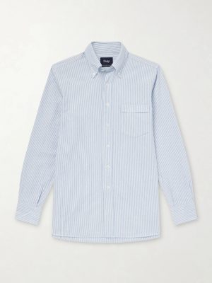 Button-Down Collar Striped Cotton Shirt