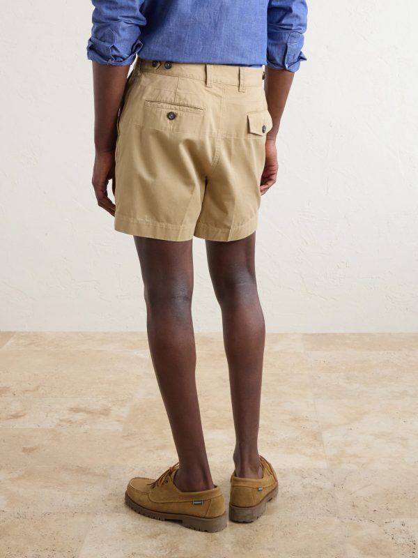Straight-Leg Pleated Cotton Twill Chino Shorts - BK Straight-Leg Pleated Cotton Twill Chino Shorts - BK