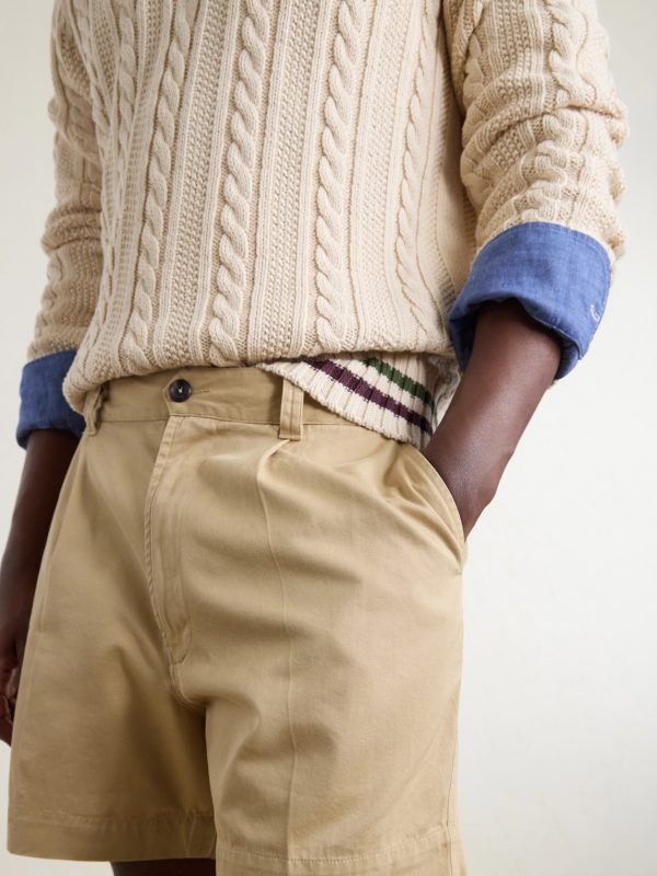 Straight-Leg Pleated Cotton Twill Chino Shorts - CU Straight-Leg Pleated Cotton Twill Chino Shorts - CU