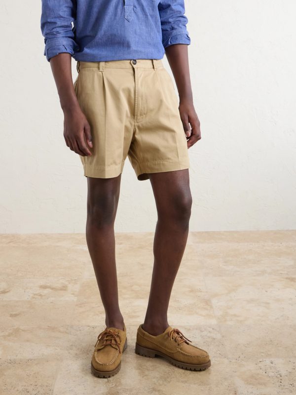 Straight-Leg Pleated Cotton Twill Chino Shorts - FR Straight-Leg Pleated Cotton Twill Chino Shorts - FR