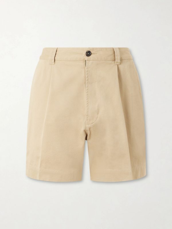 Straight-Leg Pleated Cotton Twill Chino Shorts Straight-Leg Pleated Cotton Twill Chino Shorts