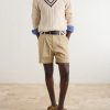 Straight-Leg Pleated Cotton Twill Chino Shorts - OU Straight-Leg Pleated Cotton Twill Chino Shorts - OU