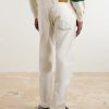 Straight-Leg Leather-Trimmed Jeans - BK Straight-Leg Leather-Trimmed Jeans - BK