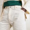 Straight-Leg Leather-Trimmed Jeans - E2 Straight-Leg Leather-Trimmed Jeans - E2