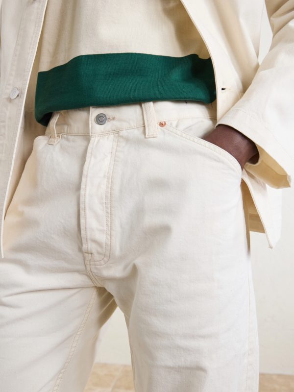 Straight-Leg Leather-Trimmed Jeans - E2 Straight-Leg Leather-Trimmed Jeans - E2