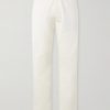 Straight-Leg Leather-Trimmed Jeans Straight-Leg Leather-Trimmed Jeans