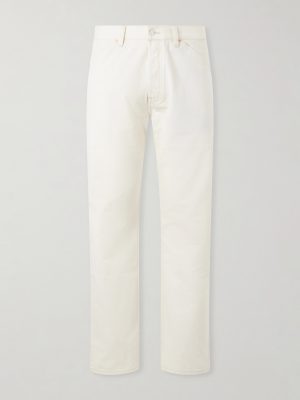 Straight-Leg Leather-Trimmed Jeans Straight-Leg Leather-Trimmed Jeans