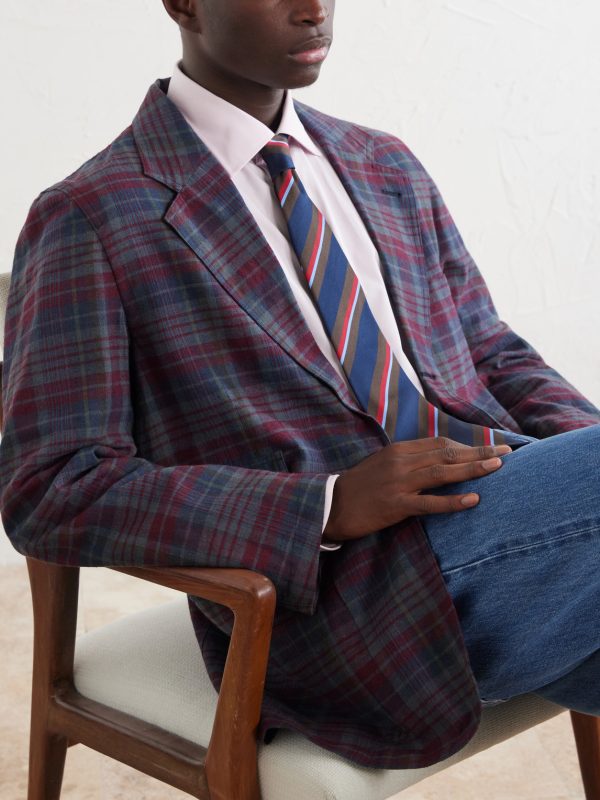 Madras Games Checked Linen-Blend Blazer - CU Madras Games Checked Linen-Blend Blazer - CU