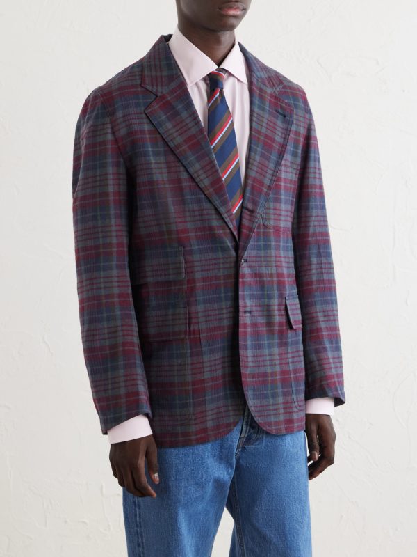 Madras Games Checked Linen-Blend Blazer - FR Madras Games Checked Linen-Blend Blazer - FR