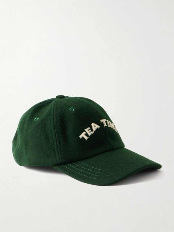 Tea Time Embroidered Wool Baseball Cap