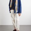 Frayed Printed Wool and Silk-Blend Scarf - OU Frayed Printed Wool and Silk-Blend Scarf - OU
