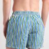 Straight-Leg Mid-Length Striped Swim Shorts - BK