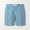 Straight-Leg Mid-Length Striped Swim Shorts
