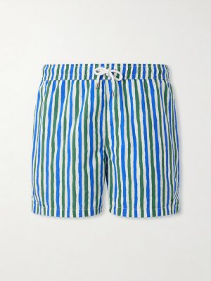 Straight-Leg Mid-Length Striped Swim Shorts