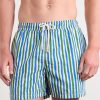 Straight-Leg Mid-Length Striped Swim Shorts - OU