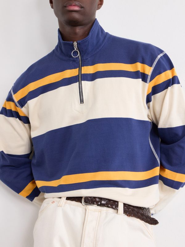 Striped Cotton-Jersey Half-Zip Polo Shirt - CU
