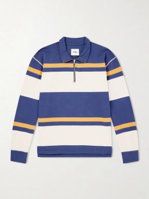 Striped Cotton-Jersey Half-Zip Polo Shirt Striped Cotton-Jersey Half-Zip Polo Shirt