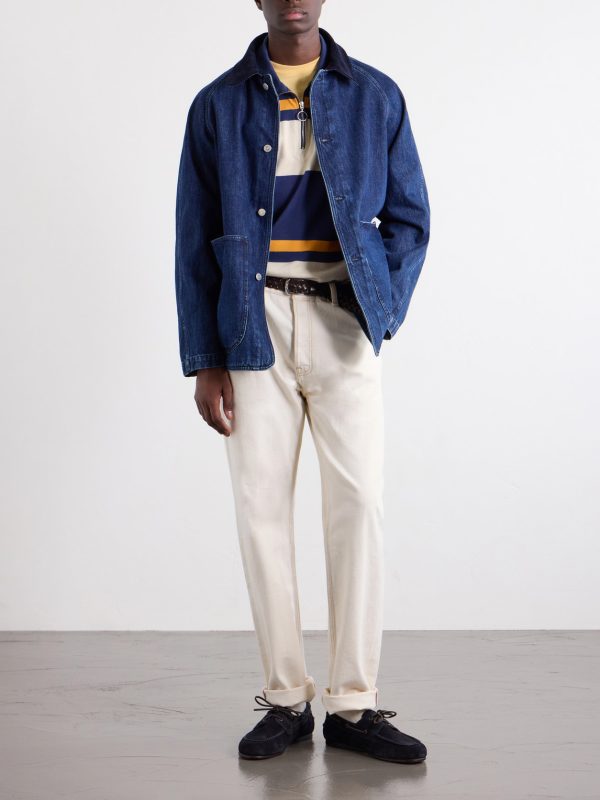 Striped Cotton-Jersey Half-Zip Polo Shirt - OU