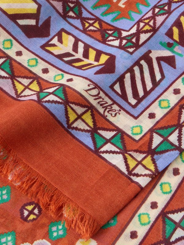 Printed Wool and Silk-Blend Scarf - CU Printed Wool and Silk-Blend Scarf - CU